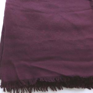 LOUIS VUITTON モノグラム ストール マフラー 大判 シルク ウール混 フリンジ パープル