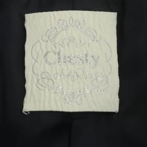 Chesty ノーカラージャケット Vネック 袖フレア 総裏地 0 紺 ネイビー