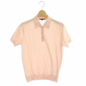 ポロシャツ 半袖 ステンカラー プルオーバー ロゴ コットン M ピンク