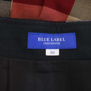 BLUE LABEL CRESTBRIDGE チェックひざ丈スカート フレア タック コットン 38 マルチカラー