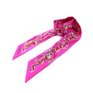 CHEVAUX EN LIBERTE 自由の馬 ツイリースカーフ シルク 絹 ピンク OH