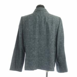 Leilian スーツ セットアップ シルク ジャケット 総裏地 ウール混 スカートセミフレア 13+ ブルーグレー