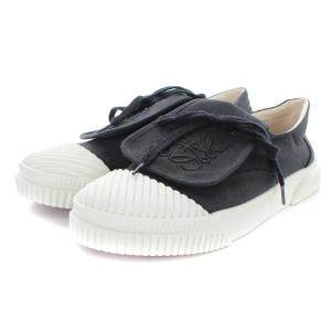 LOEWE フラップスニーカー アナグラム ロゴ キャンバス 38 ブラック