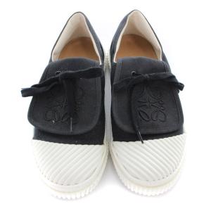 LOEWE フラップスニーカー アナグラム ロゴ キャンバス 38 ブラック