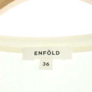 ENFOLD ダブルクロスVネック トップス カットソー プルオーバー ドロップショルダー 36 白 ホワイト