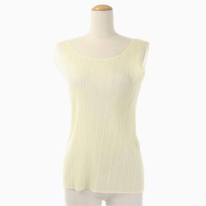 イッセイミヤケ プリーツ ノースリーブ カットソー プルオーバー シアー 3 ライトイエロー