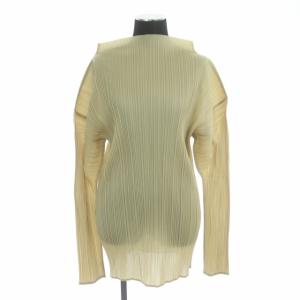 プリーツカットソー ハイネック 長袖 チュニック丈 プルオーバー 4 ライトベージュ