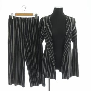 セットアップ プリーツ カーディガン イージーパンツ 4 ブラック