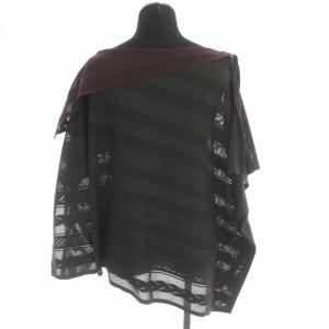 ISSEY MIYAKE A-POC メッシュデザイン カットソー 五分袖 変形 プルオーバー 3 チャコールグレー ボルドー