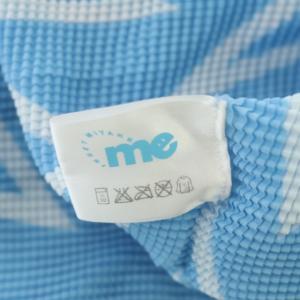 me ISSEY MIYAKE 半袖 柄 カットソー ハイネック プルオーバー 水色 白 ライトブルー ホワイト