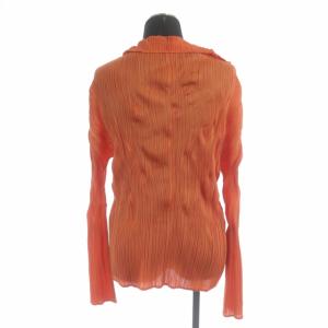 PLEATS PLEASE ISSEY MIYAKE イッセイミヤケ プリーツ シャツ ブラウス 長袖 前開き 4 オレンジ