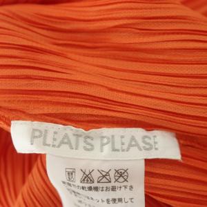 PLEATS PLEASE ISSEY MIYAKE イッセイミヤケ プリーツ シャツ ブラウス 長袖 前開き 4 オレンジ