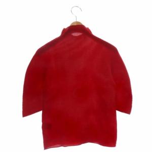 me ISSEY MIYAKE カットソー ハイネック 五分袖 赤 レッド