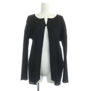 プリーツ カーディガン 長袖 3 ブラック