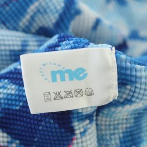 me ISSEY MIYAKE 半袖 カットソー 花柄 プルオーバー プリーツ ハイネック ブルー ホワイト