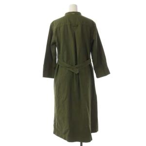 MHL. コットンワンピース ロング 長袖 九分袖  バンドカラー 1 カーキグリーン