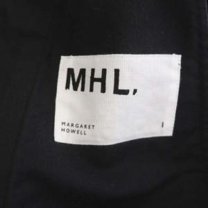 MHL. 20AW COTTON WOOL DRILL SKIRT ラップスカート ロング 台形 タック ウール混 1 紺 ネイビー