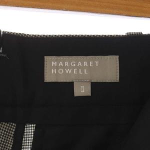 MARGARET HOWELL ワイドクロップドパンツ カプリ丈 千鳥格子 2 グレー ブラック
