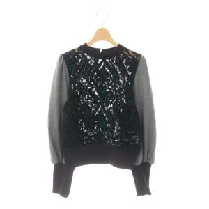 22AW LACE DOCKING SWEAT TOP カットソー 切替 F 黒 グレー ブラック
