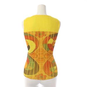 PLEATS PLEASE ISSEY MIYAKE ISSEY MIYAKE ノースリーブカットソー Uネック 花柄 3 イエロー