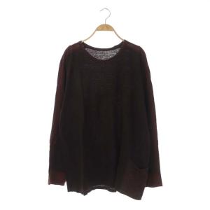 ウール混 カットソー 長袖 Tシャツ プルオーバー M 茶 ブラウン