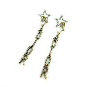 スター JADIOR ラインストーン ロングピアス ゴールド色