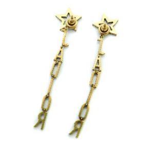 Christian Dior スター JADIOR ラインストーン ロングピアス ゴールド色