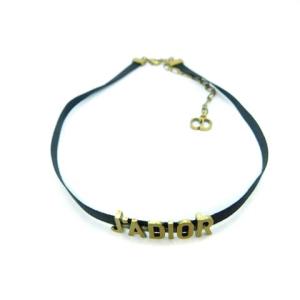 Christian Dior JADIOR チョーカー グログランリボン ブラック ゴールド