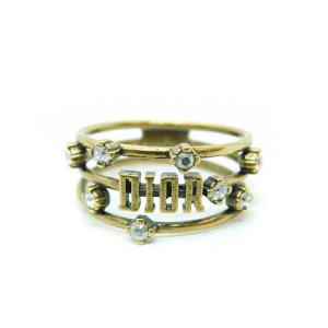 リング 指輪 ロゴ ラインストーン 9.5号 ゴールド色