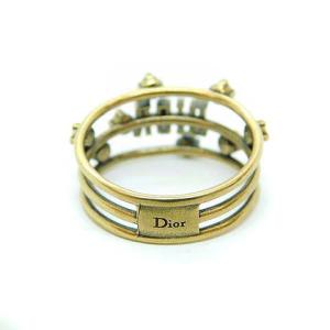 Christian Dior リング 指輪 ロゴ ラインストーン 9.5号 ゴールド色