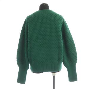 23区 クルーネックニット セーター 長袖 ボリュームスリーブ ウール 38 グリーン