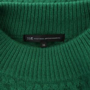23区 クルーネックニット セーター 長袖 ボリュームスリーブ ウール 38 グリーン