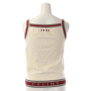 CELINE 2002 FIFAワールドカップ ニットタンクトップ キャミソール シルク混 S アイボリー 赤 黒 レッド ブラック