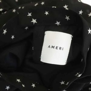 Ameri VINTAGE POWER SHOULDER FRILL DRESS 星柄 ワンピース ロング 長袖 フレア イレギュラーヘム ボンベルト付き