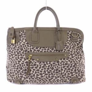 トートバッグ ハンドバッグ レオパード柄 鶯茶 茶色 ブラウン