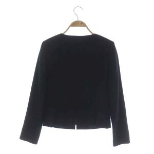 ANAYI ノーカラージャケット 総裏地 ウール 38 ダークネイビー