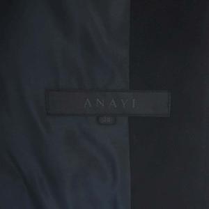 ANAYI ノーカラージャケット 総裏地 ウール 38 ダークネイビー
