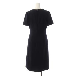 ANAYI 半袖 ワンピース ミモレ丈 セミフレア 38 ダークネイビー