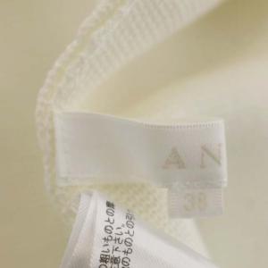 ANAYI ノーカラージャケット ニットジャケット 長袖 薄手 バイカラー 38 ホワイト ブラック