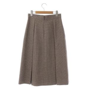 ANAYI 19AW タックスカート ミモレ丈 フレア 千鳥格子柄 ウール混 38 ベージュ