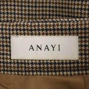 ANAYI 19AW タックスカート ミモレ丈 フレア 千鳥格子柄 ウール混 38 ベージュ