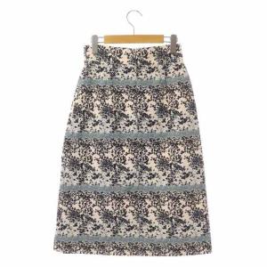 ANAYI 19SS 総柄 タックスカート ロング フレア 36 マルチカラー