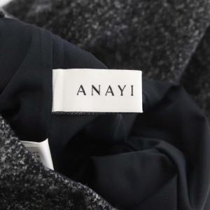 ANAYI 18AW フレアワンピース ロング 七分袖 ウール 38 ブラック