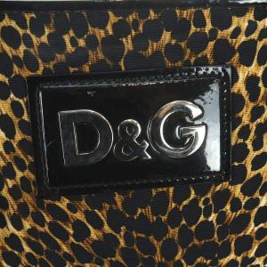 DOLCE&GABBANA トートバッグ レオパード ナイロン パテントレザー ベージュ 黒 ブラック OH