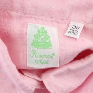 Finamore リネンシャツ 長袖 ステンカラー 38 ピンク