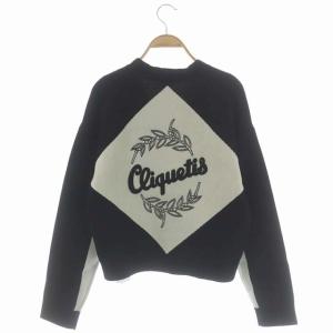 HERMES クリケティス ショートカーディガン カシミヤ 36 ブラック オフホワイト