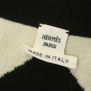 HERMES クリケティス ショートカーディガン カシミヤ 36 ブラック オフホワイト