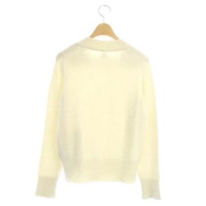 HERMES スクエアネックニット セリエシェルボタン付き カシミヤ プルオーバー 長袖 34 オフホワイト