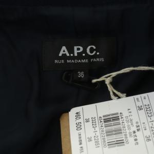 A.P.C. コットンラウンドカラーコート アウター ロング 36 ネイビー