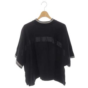 sacai 21SS Cotton Jersey Pullove プルオーバー カットソー 半袖 ワイド リブ切替 1 黒 白 ブラック